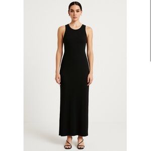 Theory Black Racer Tank Midi Dress